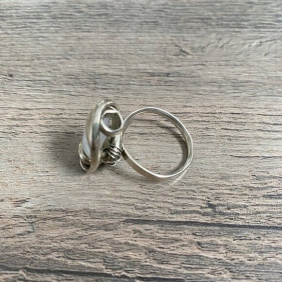 White Beach Sea Glass Adjustable Silver Ring Sz 7 - Picture 8 of 10